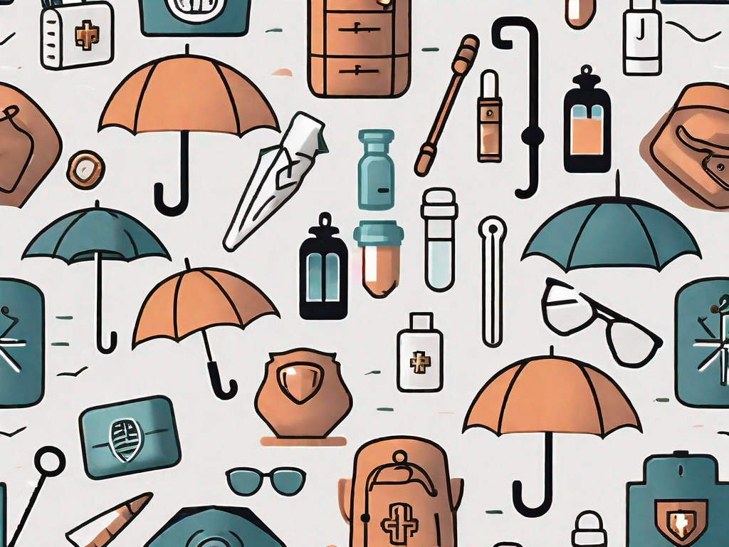 Various insurance protection icons such as a shield